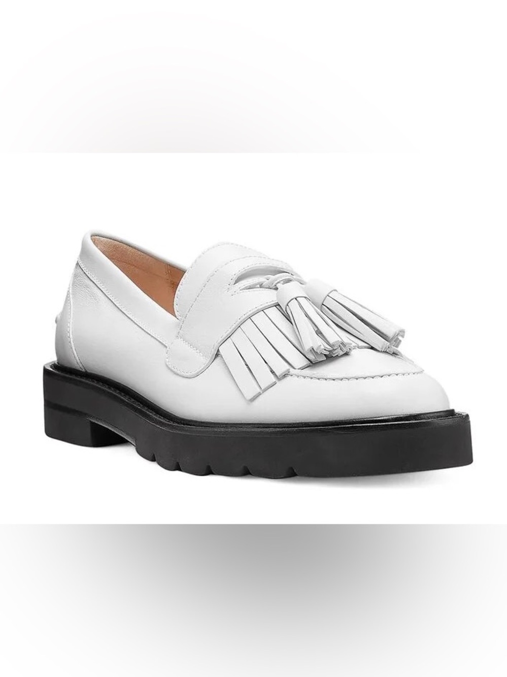 LIKE NEW Stuart Weitzman Mila Lift Loafers White Leather 9.5 Women’s